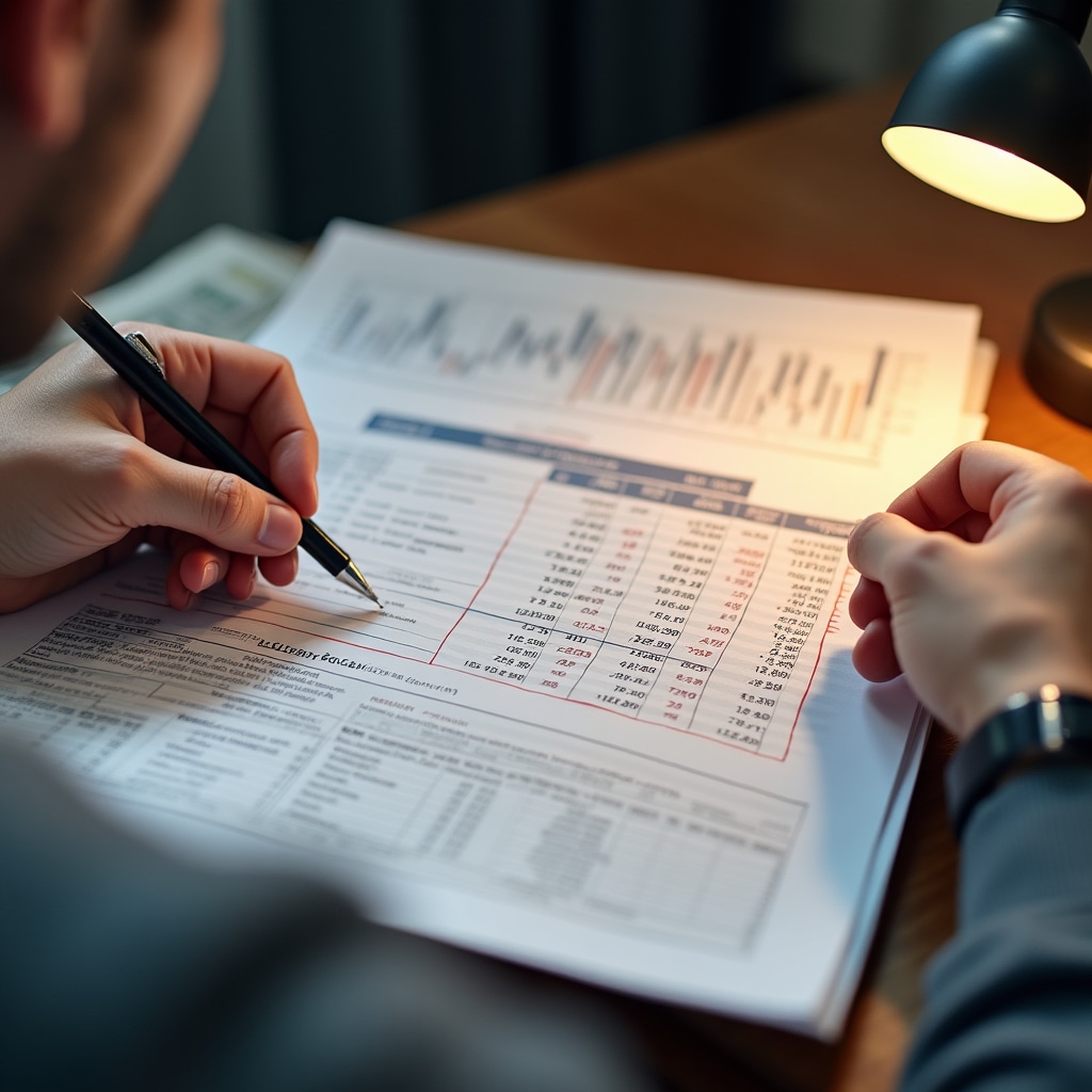 Close-up of real estate document analysis with annotations