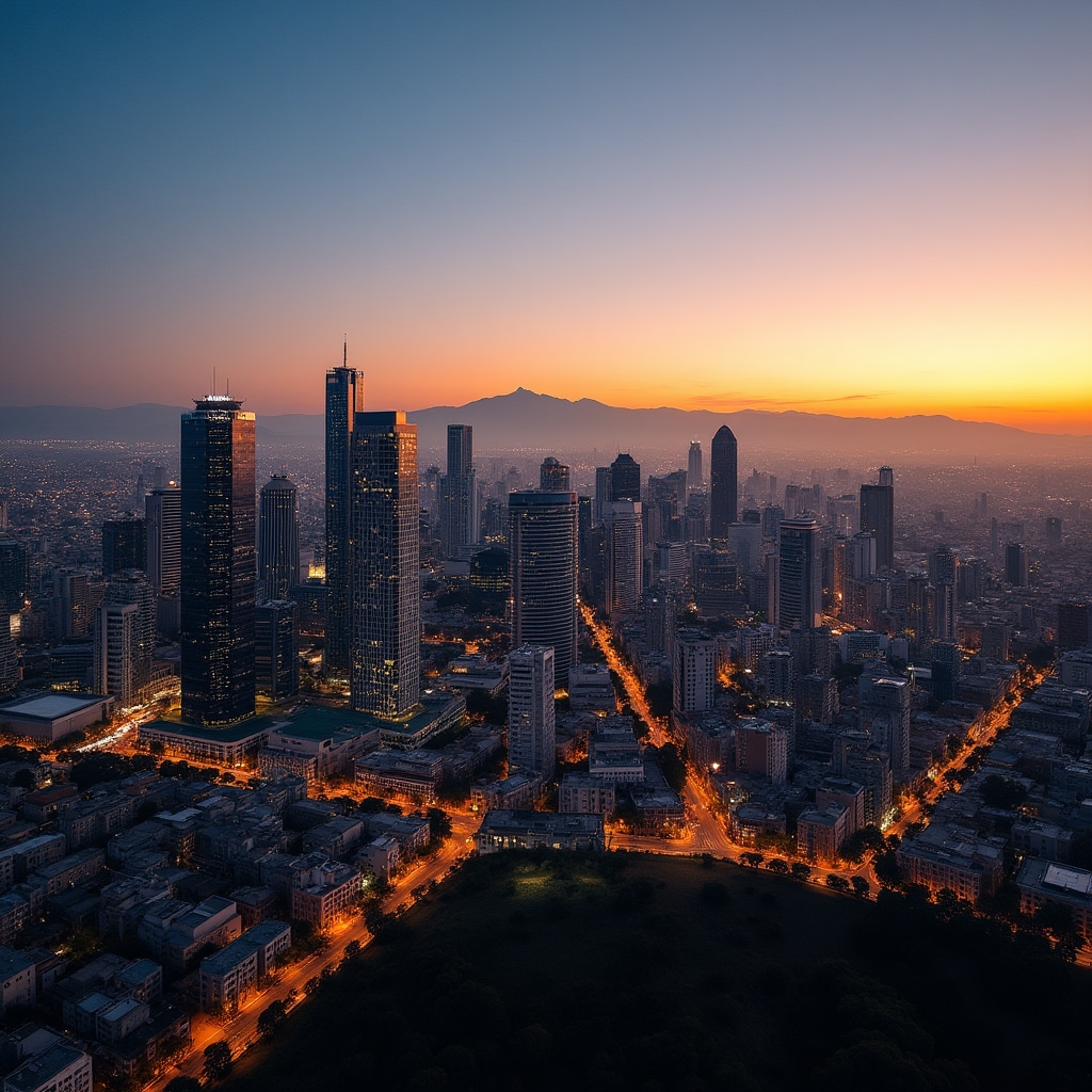 Santiago, Chile skyline at dusk